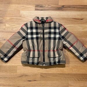 Burberry Kids Check Plaid Puffer Jacket - size 3T -